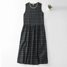 批发法式无袖格子<b class='q'>连衣裙</b>女装夏季2026新款夏日绝美小个子长裙高级感