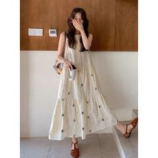 批发印花圆领背心<b class='q'>连衣裙</b>女2026夏新款宽松无袖a字裙宽松森系度假长裙