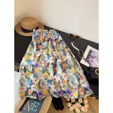 批发高级莫奈油画彩绘碎花半身<b class='q'>裙</b>女夏季2026新款气质高腰棉布a字<b class='q'>伞</b><b class='q'>裙</b>