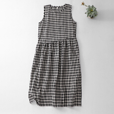 批发2026新款复古文艺<b class='q'>黑白</b>格背心<b class='q'>连衣裙</b>