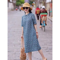 批发2026春夏新款亚麻民族风文艺<b class='q'>复古</b>改良旗袍连衣裙