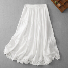 批发此外韩系<b class='q'>甜美</b>温柔风A字长裙女2026春夏新款蕾丝钩花半身裙气质款