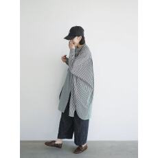 批发2026春秋新款宽松蝙蝠袖中长款休闲条纹衬衫