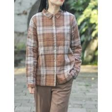 批发2026秋冬文艺格子宽松加棉<b class='q'>衬衫</b>女加厚夹棉百搭复古长袖<b class='q'>衬衣</b>上衣