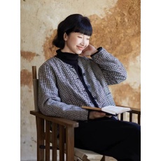 批发2026冬季新品文艺复古格子轻薄夹棉短款棉服女外套
