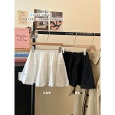 批发纯棉雪花点面料/有内衬  蕾丝拼接<b class='q'>高腰</b>半身裙女夏季<b class='q'>蓬蓬裙</b>短裙ins