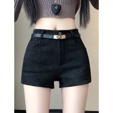 批发【鹿皮绒280克】<b class='q'>西装</b>短裤<b class='q'>女</b>秋冬高腰显瘦气质a字靴裤百搭阔腿热裤