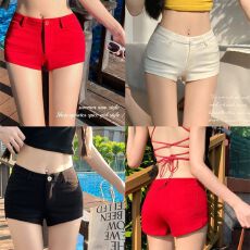 批发原版优质面料 白色紧身超短<b class='q'>裤</b>辣妹显瘦百搭直筒<b class='q'>裤</b>子<b class='q'>修身</b>低腰热<b class='q'>裤</b>
