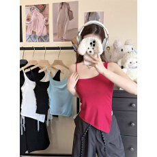 批发性感不规则侧边蕾丝绑带吊带背心女夏季内搭带胸垫修身美背上衣潮