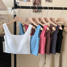 批发双层人棉美背女外穿夏季镂空性感带胸垫美背绝美<b class='q'>吊带</b>内搭<b class='q'>打底</b>上衣