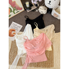 批发26年夏季小心机内搭外穿T恤女辣妹上衣假两件带胸垫<b class='q'>短袖</b>T恤