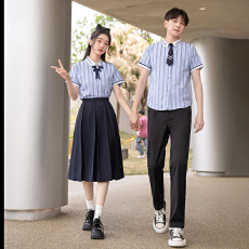 批发实拍 齐码初中高中学生班服衬衫套装夏季毕业照