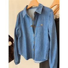 批发韩国2026早春新款卡通刺绣<b class='q'>牛仔</b><b class='q'>衬衫</b>女新款长袖宽松休闲时髦上衣