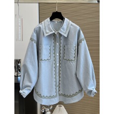 批发2026早春新款翻领绣花重工刺绣长袖<b class='q'>衬衫</b>女宽松百搭时尚洋气外套