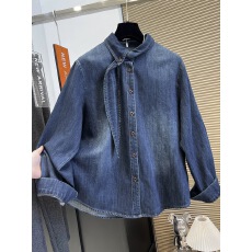 批发设计感不规则小众系带纽扣<b class='q'>牛仔</b><b class='q'>衬衫</b>女2026早春新款宽松<b class='q'>衬衣</b>