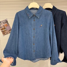 批发2026早春新款复古刺绣<b class='q'>牛仔</b><b class='q'>衬衫</b>女长袖百搭宽松显瘦休闲<b class='q'>衬衣</b>上衣