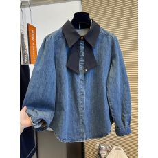 批发减龄蝴蝶结宽松<b class='q'>牛仔</b><b class='q'>衬衫</b>女2026早春新款个性洋气<b class='q'>衬衣</b>外套