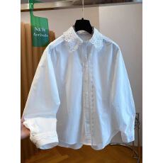 批发高级感蕾丝拼接翻领<b class='q'>衬衫</b><b class='q'>女</b>2026早春通勤宽松白色长袖上衣