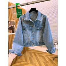 批发2026<b class='q'>春</b>季新款韩版重工烫钻短款牛仔外套女长袖显瘦小个子夹克上衣