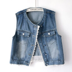 批发欧货复古镂空花朵牛仔马甲女短款无袖显瘦坎肩外套2026<b class='q'>春</b>夏新款潮