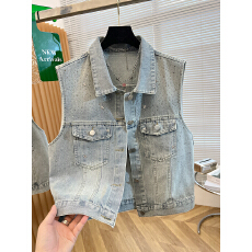 批发实拍韩式复古牛仔马甲女夏季新款超好看无袖<b class='q'>短</b>款外套百搭休闲上衣