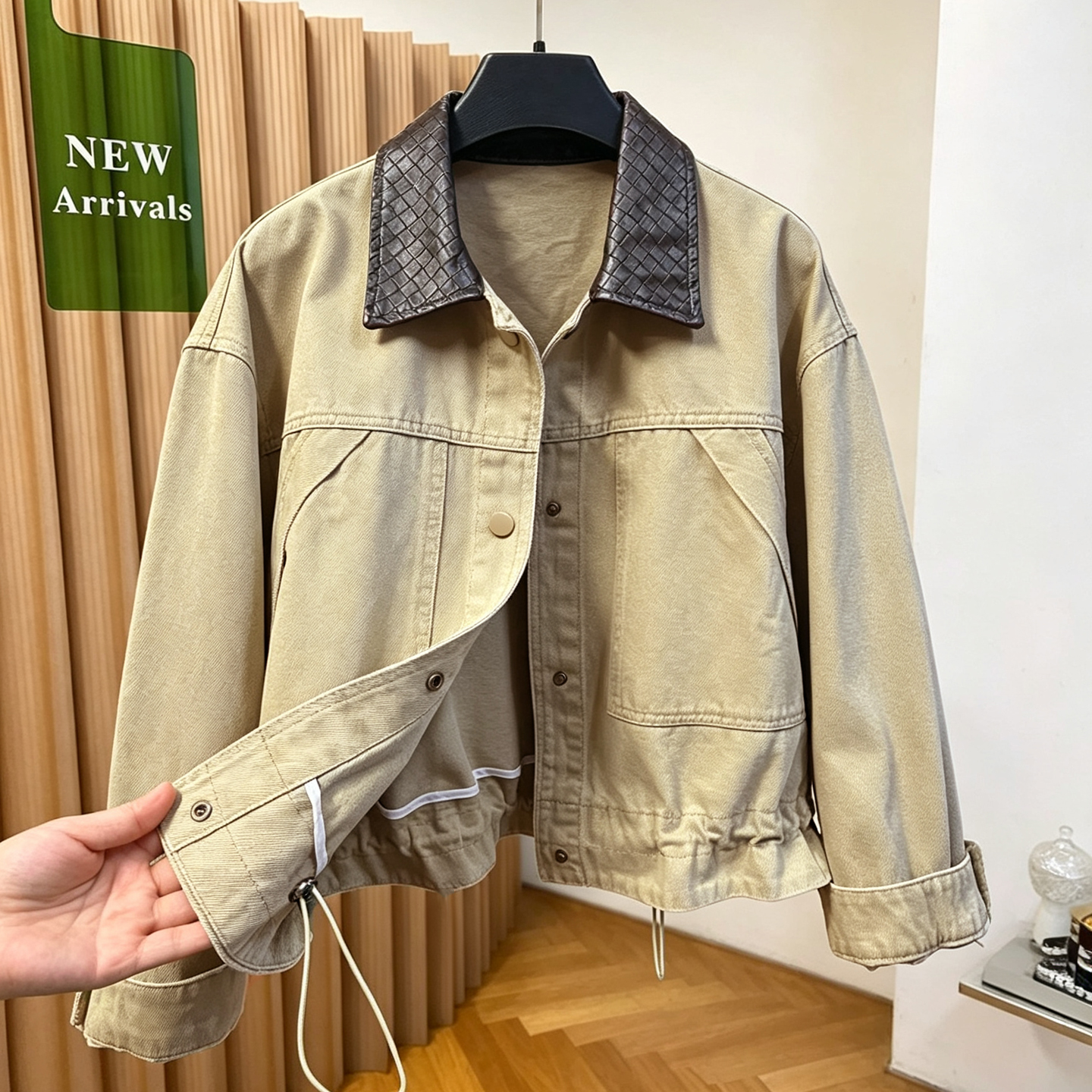 复古翻领牛仔短外套女新款小个子休闲宽松短款夹克上衣 服裝批發女裝批發服飾貨源