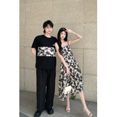 批发实拍海边风小众设计感情侣装夏季<b class='q'>吊带</b>女连衣裙法式一裙一衣ins