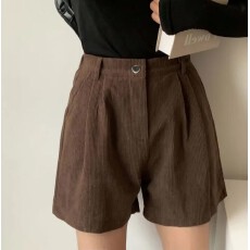 批发已出货韩国chic复古灯芯绒<b class='q'>短裤</b>女秋冬高腰显瘦松紧腰休闲阔腿热裤