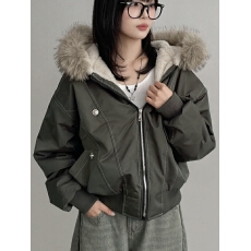 批发已出货  <b class='q'>韩国</b>chic毛领夹克棉服宽松工装2025新款外套加绒冬季保暖