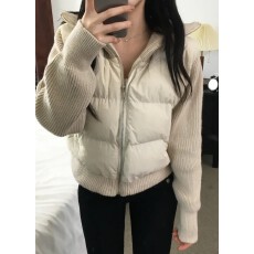 批发已出货 <b class='q'>韩国</b>chic高领针织拼接面包服棉服女装新款显瘦厚款外套