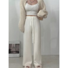 批发已出货  <b class='q'>韩国</b>chic秋冬新款针织裤女高腰垂感百搭宽松打底裤拖地裤