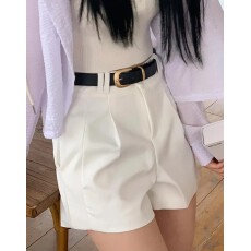 批发韩国chic女装西装短裤女宽松显瘦高腰垂感a字阔腿裤配腰带