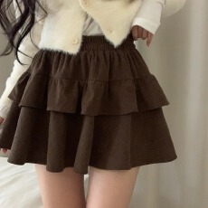 批发已出货 韩国chic秋冬<b class='q'>高腰</b>显瘦美拉德<b class='q'>蓬蓬裙</b>A字甜美百搭半身蛋糕裙