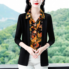 批发假两件<b class='q'>长袖</b>衬衫女秋季2024今年流行新款时尚气质百搭针织开衫上衣