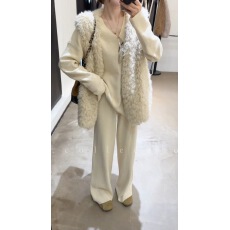 批发韩国东大门羊羔毛马甲外套内搭针织衫女2025秋季新款保暖气质套装