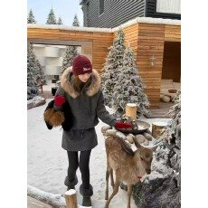 批发十三行高货2025冬季新款貉子毛连帽<b class='q'>卫衣</b>夹绒+半身裙两件套满天星