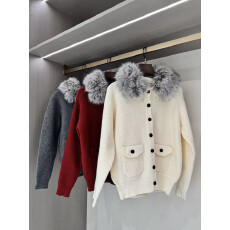 批发Lemon Tree Style十三行女装新款毛领<b class='q'>针织</b>外套女加厚保暖毛衣<b class='q'>开衫</b>