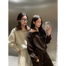 批发韩系穿搭减龄巨好看高级感藏蓝色加绒加厚卫衣休闲运动<b class='q'>套装</b>女秋冬