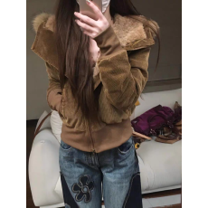 批发毛领连帽短款羽绒棉服女款秋冬季加绒加厚收腰<b class='q'>修身</b>派克服外套上衣