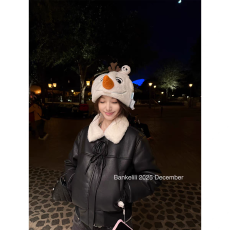 批发板栗可可12.8/20点'柏林漫雪'皮毛一体蝴蝶结立领加绒<b class='q'>皮衣</b>外套女