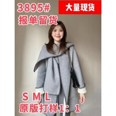 批发【巴黎系列】灰色绵羊毛双面呢大衣女25冬季新款柔软毛呢外套