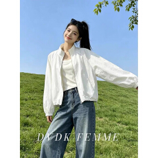 批发韩系白色薄款立领防晒外套女装夏季新款轻薄户外休闲百搭运动上衣