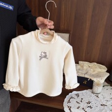 批发<b class='q'>女童</b>德绒<b class='q'>打底衫</b>秋冬新款洋气内搭儿童长袖T恤宝宝半高领打底上衣