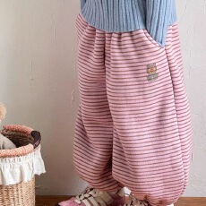 批发儿童冬季加厚羊驼绒条纹裤2025新款男女宝洋气运动休闲保暖束脚裤