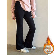 批发2025秋冬新款女童黑色加绒高弹微喇叭<b class='q'>裤</b><b class='q'>中大</b><b class='q'>儿童</b>休闲显瘦<b class='q'>裤</b>子