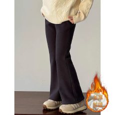 批发2025秋冬新款女童黑色加绒高弹微喇叭<b class='q'>裤</b><b class='q'>中大</b><b class='q'>儿童</b>休闲显瘦<b class='q'>裤</b>子