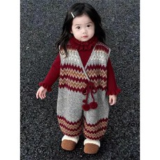 批发女童<b class='q'>裤</b>子2026新款<b class='q'>儿童</b>洋气新年穿搭拼色背带<b class='q'>裤</b>宝宝加厚保暖连体<b class='q'>裤</b>