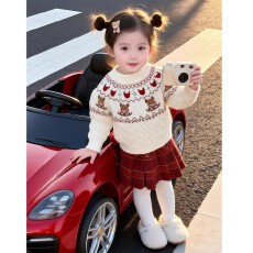 批发女童新年毛衣冬装2026新款加厚洋气费尔岛针织衫儿童上衣女宝衣服