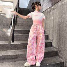 批发女童<b class='q'>裤</b>子夏季2026新款韩版<b class='q'>儿童</b>宽松长<b class='q'>裤</b>薄款女孩中大童高腰直筒<b class='q'>裤</b>