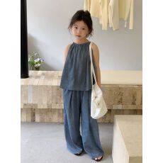 批发女童夏季吊带套装2026新款韩版儿童夏装薄款阔腿裤洋气宝宝两件套